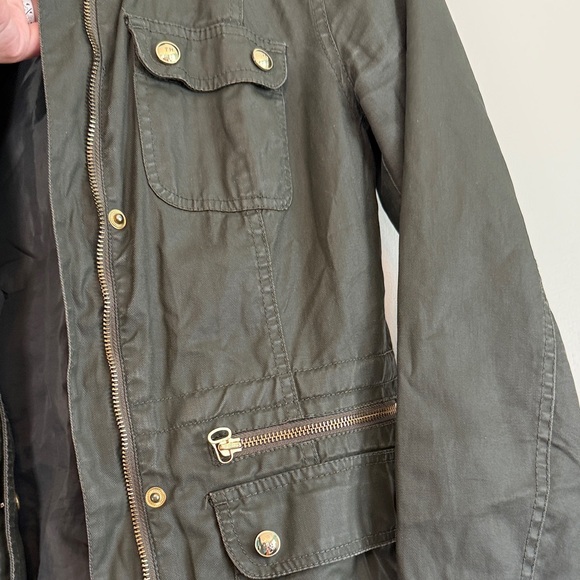 Tommy Hilfiger Women's Olive Green Utility Jacket Gold Hardware Zip Size S‎ FLAW - Picture 6 of 10